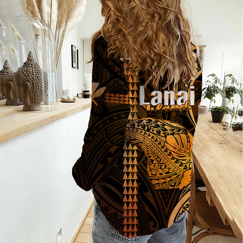 Polynesian Pride Hawaiian Islands Women Casual Shirt Lani Map Gold Kanaka With Kakau LT14 - Polynesian Pride