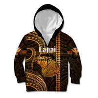 Personalised Hawaiian Islands Kid Hoodie Lani Map Gold Kanaka With Kakau LT14 Zip Hoodie Gold - Polynesian Pride