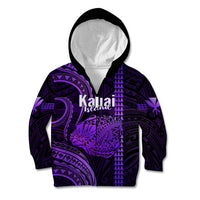 Polynesian Pride Hawaiian Islands Kid Hoodie Kauai Map Purple Kanaka With Kakau LT14 Zip Hoodie Purple - Polynesian Pride