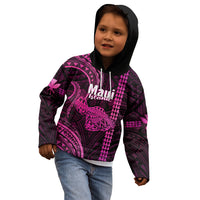 Polynesian Pride Hawaiian Islands Kid Hoodie Maui Map Pink Kanaka With Kakau LT14 - Polynesian Pride