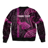 Personalised Hawaiian Islands Bomber Jacket Maui Map Pink Kanaka With Kakau LT14 - Polynesian Pride