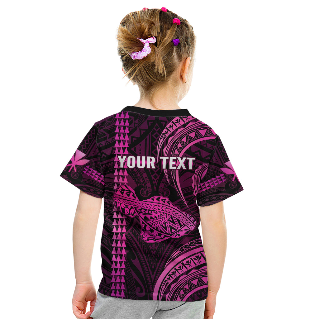 Personalised Hawaiian Islands Kid T Shirt Maui Map Pink Kanaka With Kakau LT14 - Polynesian Pride
