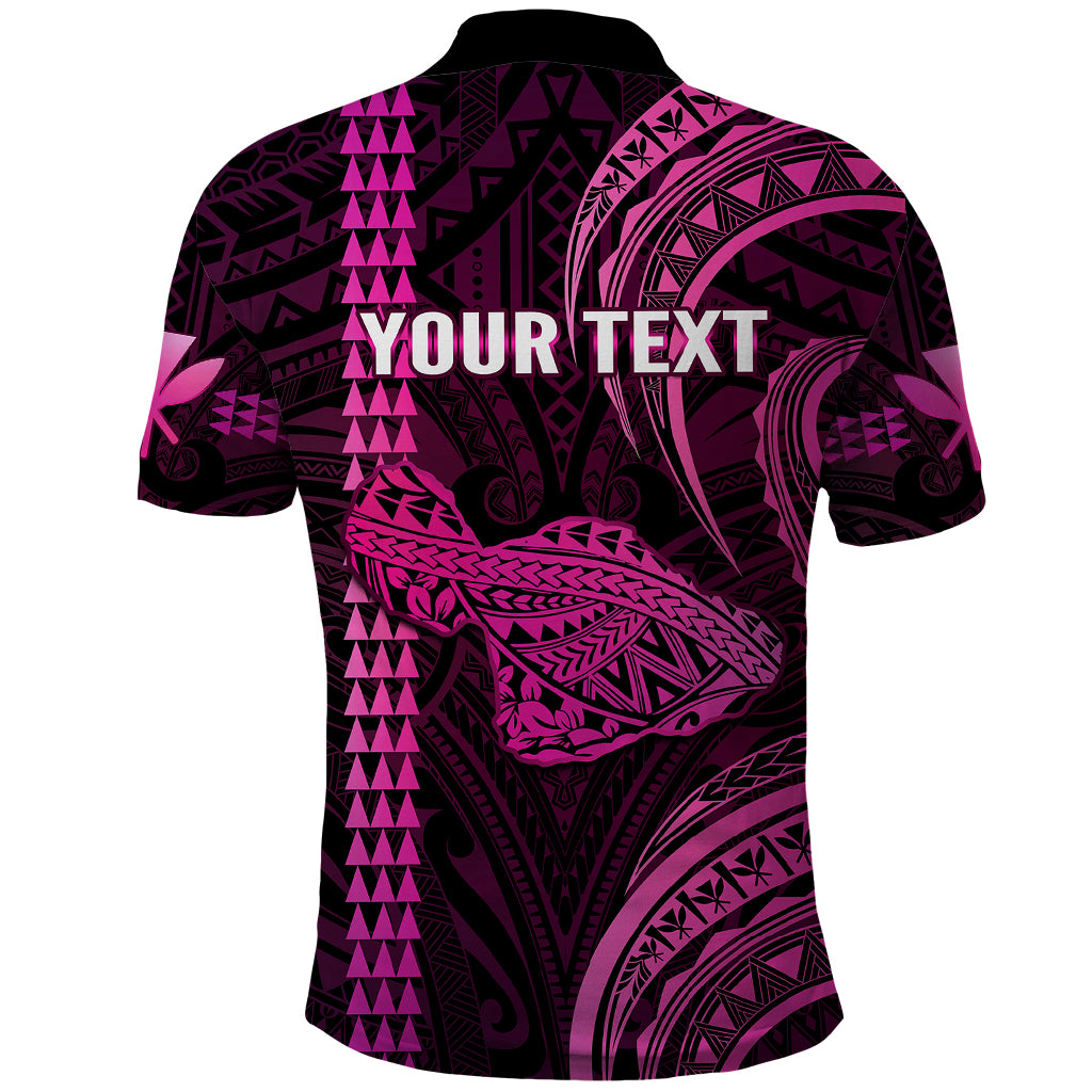 Custom Hawaiian Islands Polo Shirt Maui Map Pink Kanaka With Kakau LT14 - Polynesian Pride