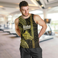 Polynesian Pride Hawaiian Islands Men Tank Top Oahu Map Yellow Kanaka With Kakau LT14 - Polynesian Pride