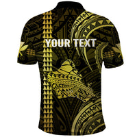 Custom Hawaiian Islands Polo Shirt Oahu Map Yellow Kanaka With Kakau LT14 - Polynesian Pride