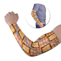 Aloha Hawaii Tiki Palaka Motifs Arm Sleeves Honohono Lei Orange Elegant Vibes LT14 Set of 2 Orange - Polynesian Pride