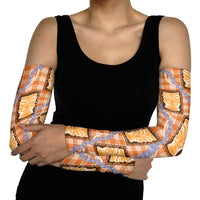 Aloha Hawaii Tiki Palaka Motifs Arm Sleeves Honohono Lei Orange Elegant Vibes LT14 - Polynesian Pride