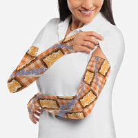 Aloha Hawaii Tiki Palaka Motifs Arm Sleeves Honohono Lei Orange Elegant Vibes LT14 - Polynesian Pride