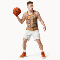Aloha Hawaii Tiki Palaka Motifs Basketball Jersey Honohono Lei Orange Elegant Vibes LT14 - Polynesian Pride