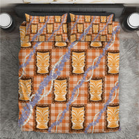Aloha Hawaii Tiki Palaka Motifs Bedding Set Honohono Lei Orange Elegant Vibes