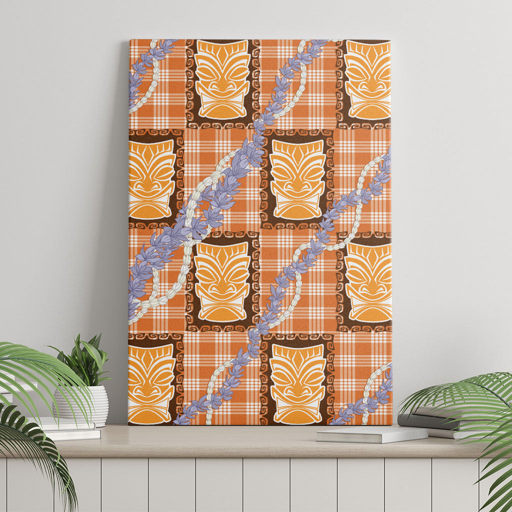 Aloha Hawaii Tiki Palaka Motifs Canvas Wall Art Honohono Lei Orange Elegant Vibes LT14 - Polynesian Pride