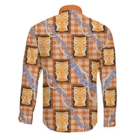Aloha Hawaii Tiki Palaka Motifs Family Matching Puletasi and Hawaiian Shirt Honohono Lei Orange Elegant Vibes LT14 - Polynesian Pride