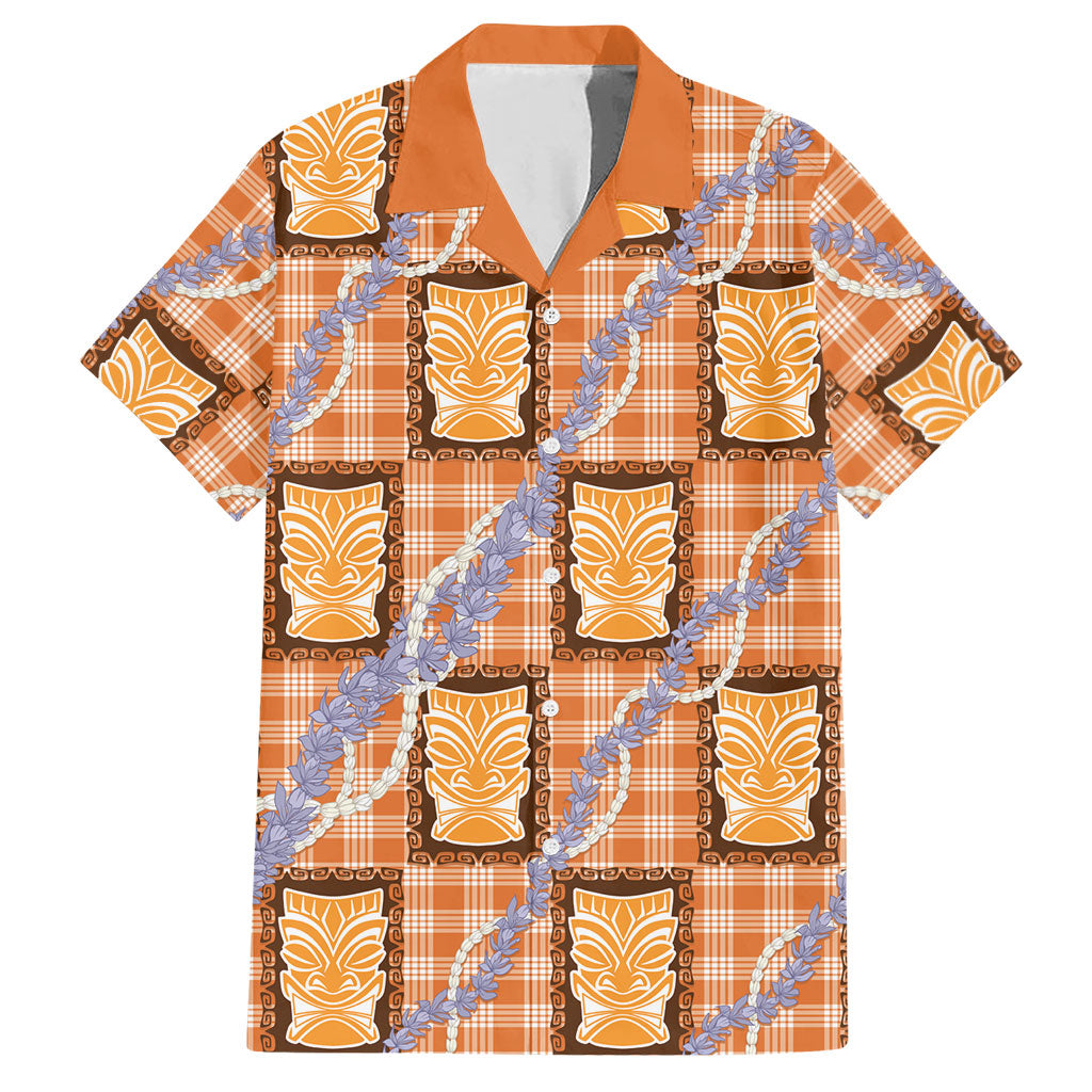 Aloha Hawaii Tiki Palaka Motifs Hawaiian Shirt Honohono Lei Orange Elegant Vibes LT14 Orange - Polynesian Pride