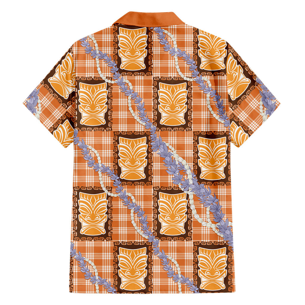Aloha Hawaii Tiki Palaka Motifs Hawaiian Shirt Honohono Lei Orange Elegant Vibes LT14 - Polynesian Pride