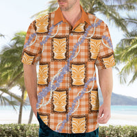 Aloha Hawaii Tiki Palaka Motifs Hawaiian Shirt Honohono Lei Orange Elegant Vibes LT14 - Polynesian Pride