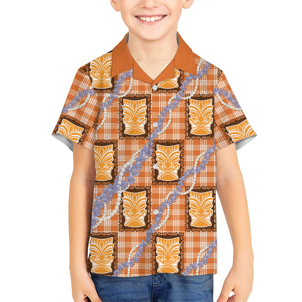 Aloha Hawaii Tiki Palaka Motifs Hawaiian Shirt Honohono Lei Orange Elegant Vibes LT14 - Polynesian Pride