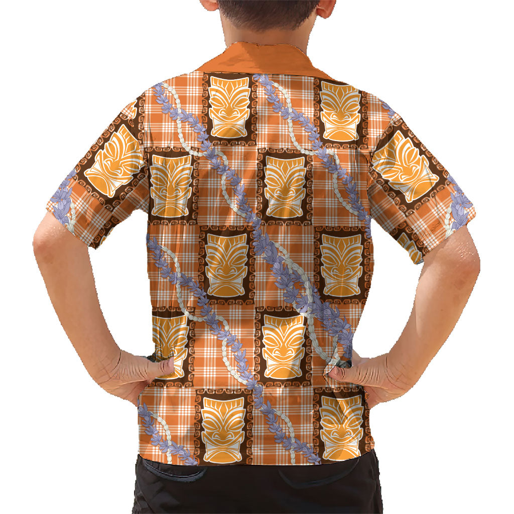 Aloha Hawaii Tiki Palaka Motifs Hawaiian Shirt Honohono Lei Orange Elegant Vibes LT14 - Polynesian Pride