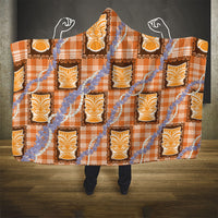 Aloha Hawaii Tiki Palaka Motifs Hooded Blanket Honohono Lei Orange Elegant Vibes LT14 - Polynesian Pride