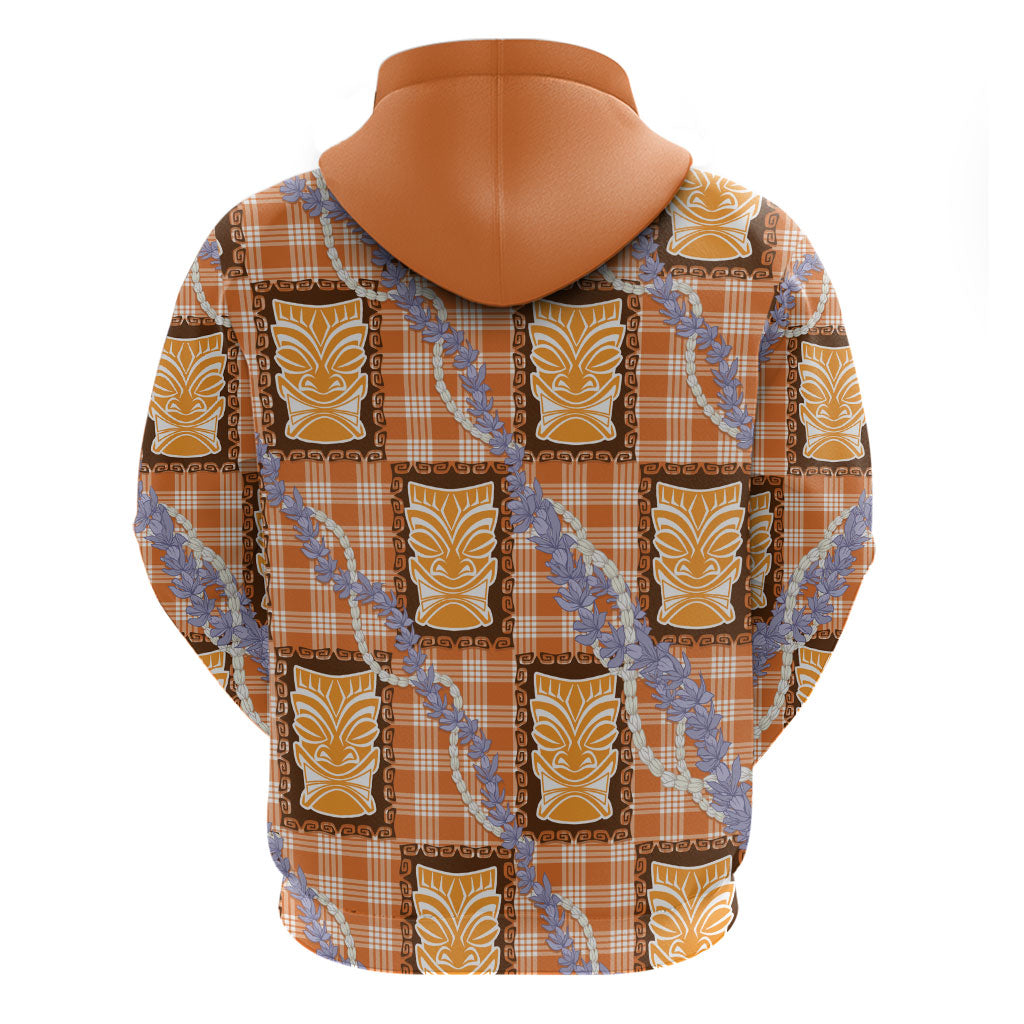 Aloha Hawaii Tiki Palaka Motifs Hoodie Honohono Lei Orange Elegant Vibes LT14 - Polynesian Pride