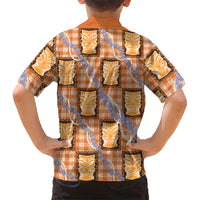 Aloha Hawaii Tiki Palaka Motifs Kid Hawaiian Shirt Honohono Lei Orange Elegant Vibes LT14 - Polynesian Pride