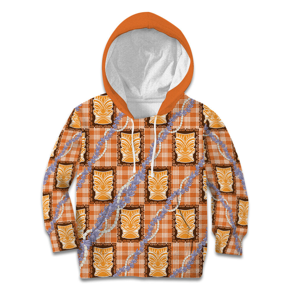 Aloha Hawaii Tiki Palaka Motifs Kid Hoodie Honohono Lei Orange Elegant Vibes LT14 Hoodie Orange - Polynesian Pride