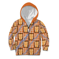 Aloha Hawaii Tiki Palaka Motifs Kid Hoodie Honohono Lei Orange Elegant Vibes LT14 Zip Hoodie Orange - Polynesian Pride