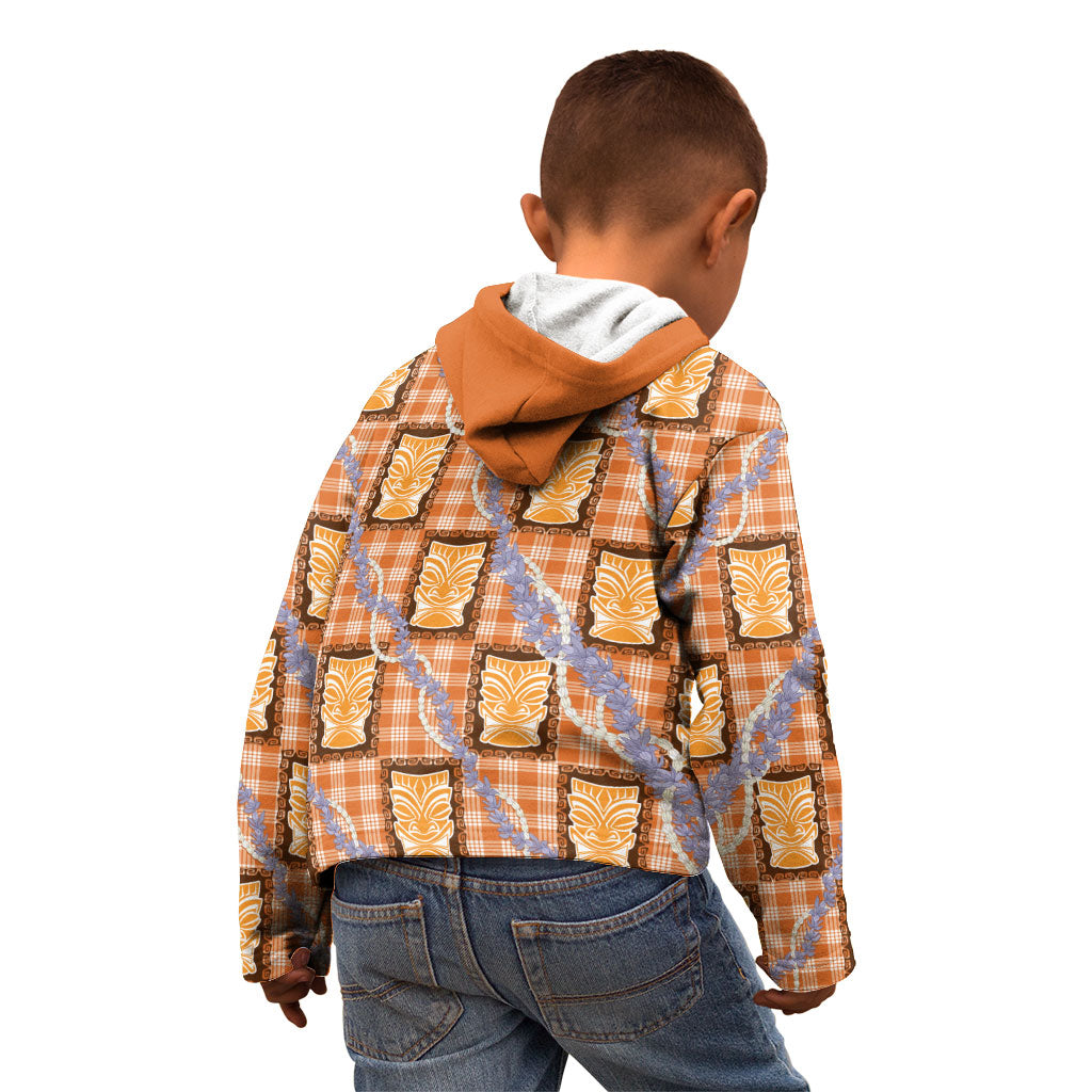 Aloha Hawaii Tiki Palaka Motifs Kid Hoodie Honohono Lei Orange Elegant Vibes LT14 - Polynesian Pride
