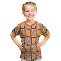 Aloha Hawaii Tiki Palaka Motifs Kid T Shirt Honohono Lei Orange Elegant Vibes LT14 Orange - Polynesian Pride