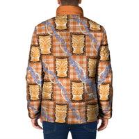 Aloha Hawaii Tiki Palaka Motifs Padded Jacket Honohono Lei Orange Elegant Vibes LT14 - Polynesian Pride