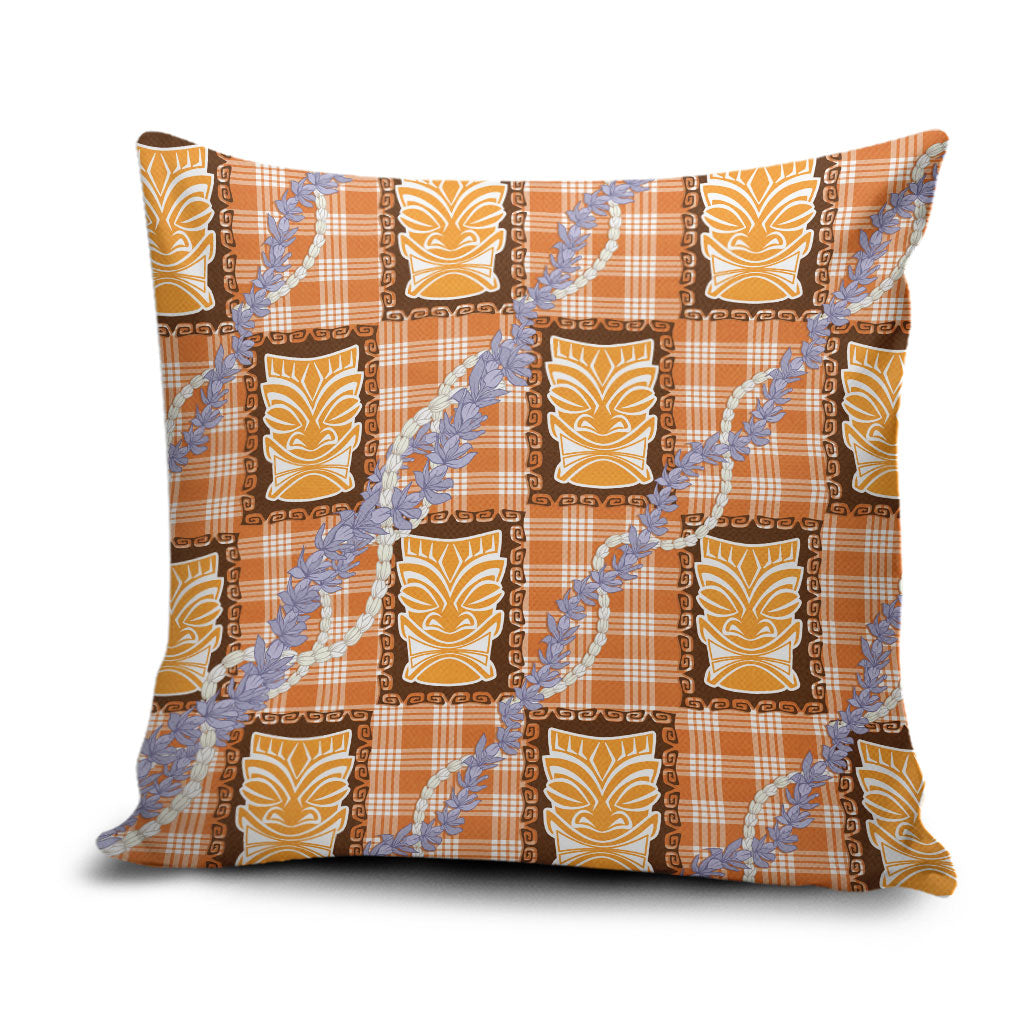 Aloha Hawaii Tiki Palaka Motifs Pillow Cover Honohono Lei Orange Elegant Vibes LT14 Orange - Polynesian Pride