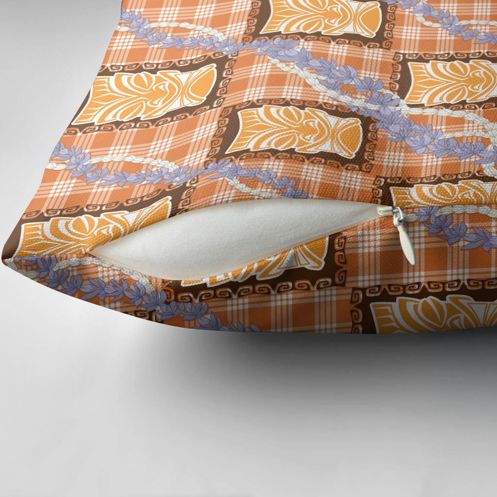 Aloha Hawaii Tiki Palaka Motifs Pillow Cover Honohono Lei Orange Elegant Vibes LT14 - Polynesian Pride