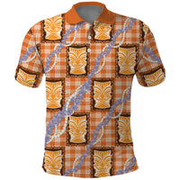 Aloha Hawaii Tiki Palaka Motifs Polo Shirt Honohono Lei Orange Elegant Vibes LT14 Orange - Polynesian Pride