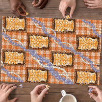 Aloha Hawaii Tiki Palaka Motifs Puzzle Honohono Lei Orange Elegant Vibes