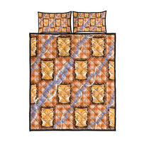 Aloha Hawaii Tiki Palaka Motifs Quilt Bed Set Honohono Lei Orange Elegant Vibes LT14 - Polynesian Pride