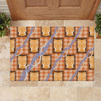 Aloha Hawaii Tiki Palaka Motifs Rubber Doormat Honohono Lei Orange Elegant Vibes LT14 Orange - Polynesian Pride