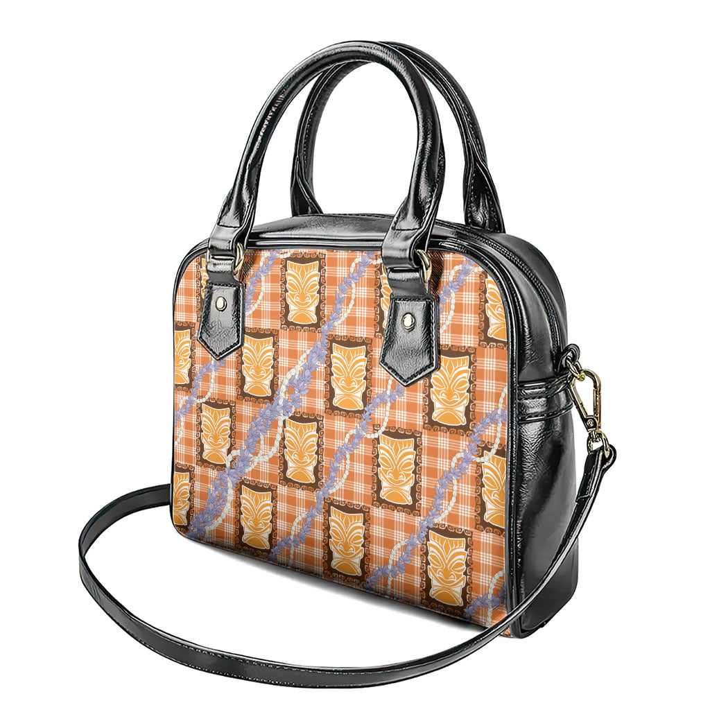 Aloha Hawaii Tiki Palaka Motifs Shoulder Handbag Honohono Lei Orange Elegant Vibes LT14 - Polynesian Pride