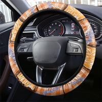 Aloha Hawaii Tiki Palaka Motifs Steering Wheel Cover Honohono Lei Orange Elegant Vibes LT14 - Polynesian Pride