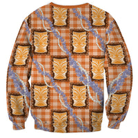 Aloha Hawaii Tiki Palaka Motifs Sweatshirt Honohono Lei Orange Elegant Vibes