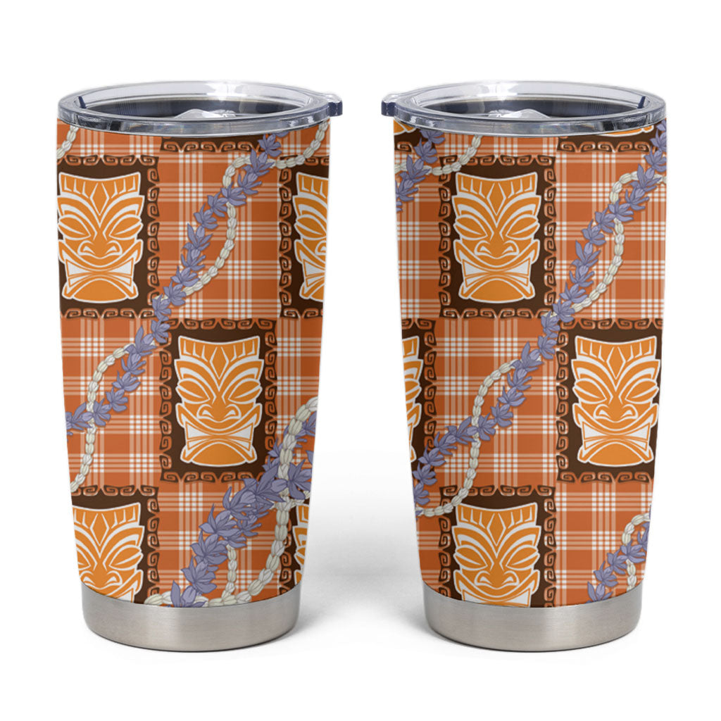 Aloha Hawaii Tiki Palaka Motifs Tumbler Cup Honohono Lei Orange Elegant Vibes LT14 Orange - Polynesian Pride