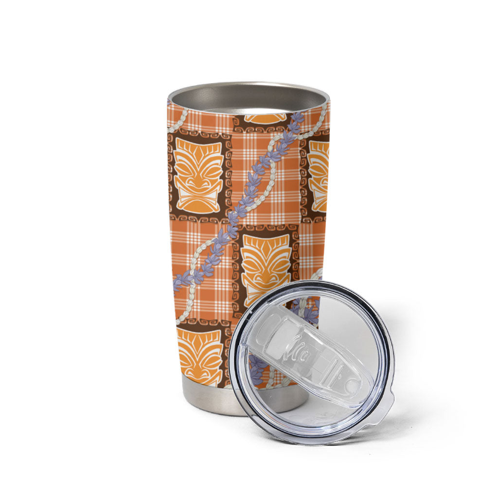 Aloha Hawaii Tiki Palaka Motifs Tumbler Cup Honohono Lei Orange Elegant Vibes LT14 - Polynesian Pride