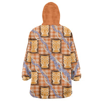 Aloha Hawaii Tiki Palaka Motifs Wearable Blanket Hoodie Honohono Lei Orange Elegant Vibes LT14 - Polynesian Pride