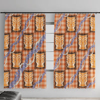 Aloha Hawaii Tiki Palaka Motifs Window Curtain Honohono Lei Orange Elegant Vibes LT14 With Hooks Orange - Polynesian Pride