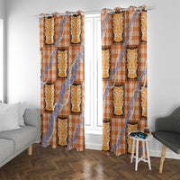 Aloha Hawaii Tiki Palaka Motifs Window Curtain Honohono Lei Orange Elegant Vibes LT14 With Grommets Orange - Polynesian Pride