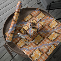 Aloha Hawaii Tiki Palaka Motifs Wrapping Paper Honohono Lei Orange Elegant Vibes LT14 - Polynesian Pride