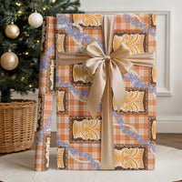 Aloha Hawaii Tiki Palaka Motifs Wrapping Paper Honohono Lei Orange Elegant Vibes LT14 - Polynesian Pride