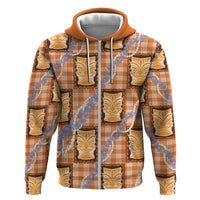 Aloha Hawaii Tiki Palaka Motifs Zip Hoodie Honohono Lei Orange Elegant Vibes LT14 Zip Hoodie Orange - Polynesian Pride