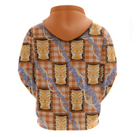 Aloha Hawaii Tiki Palaka Motifs Zip Hoodie Honohono Lei Orange Elegant Vibes LT14 - Polynesian Pride