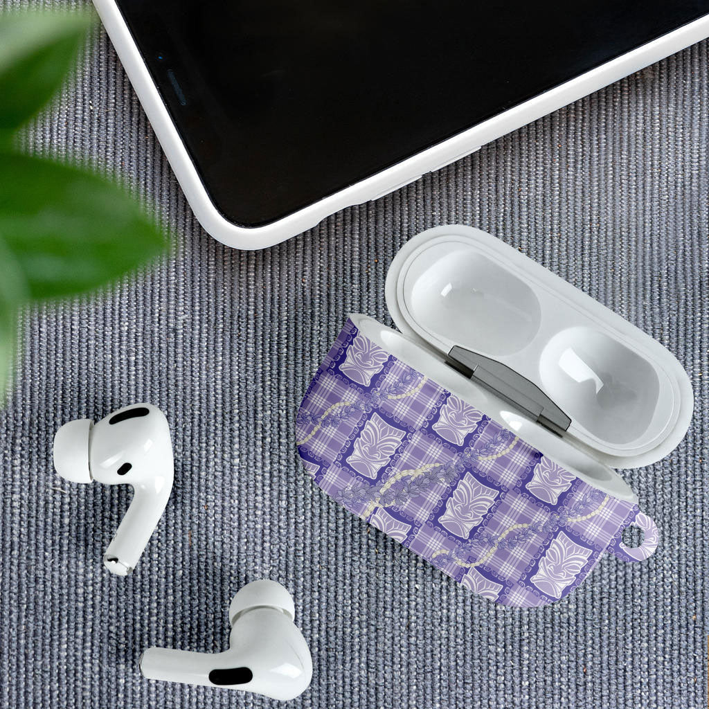 Aloha Hawaii Tiki Palaka Motifs AirPods Case Honohono Lei Purple Elegant Vibes LT14 - Polynesian Pride