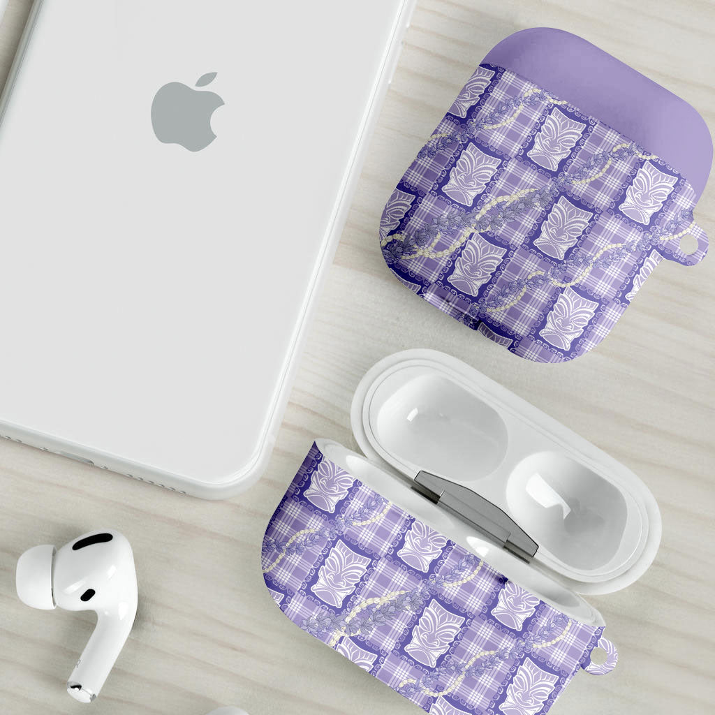 Aloha Hawaii Tiki Palaka Motifs AirPods Case Honohono Lei Purple Elegant Vibes LT14 - Polynesian Pride