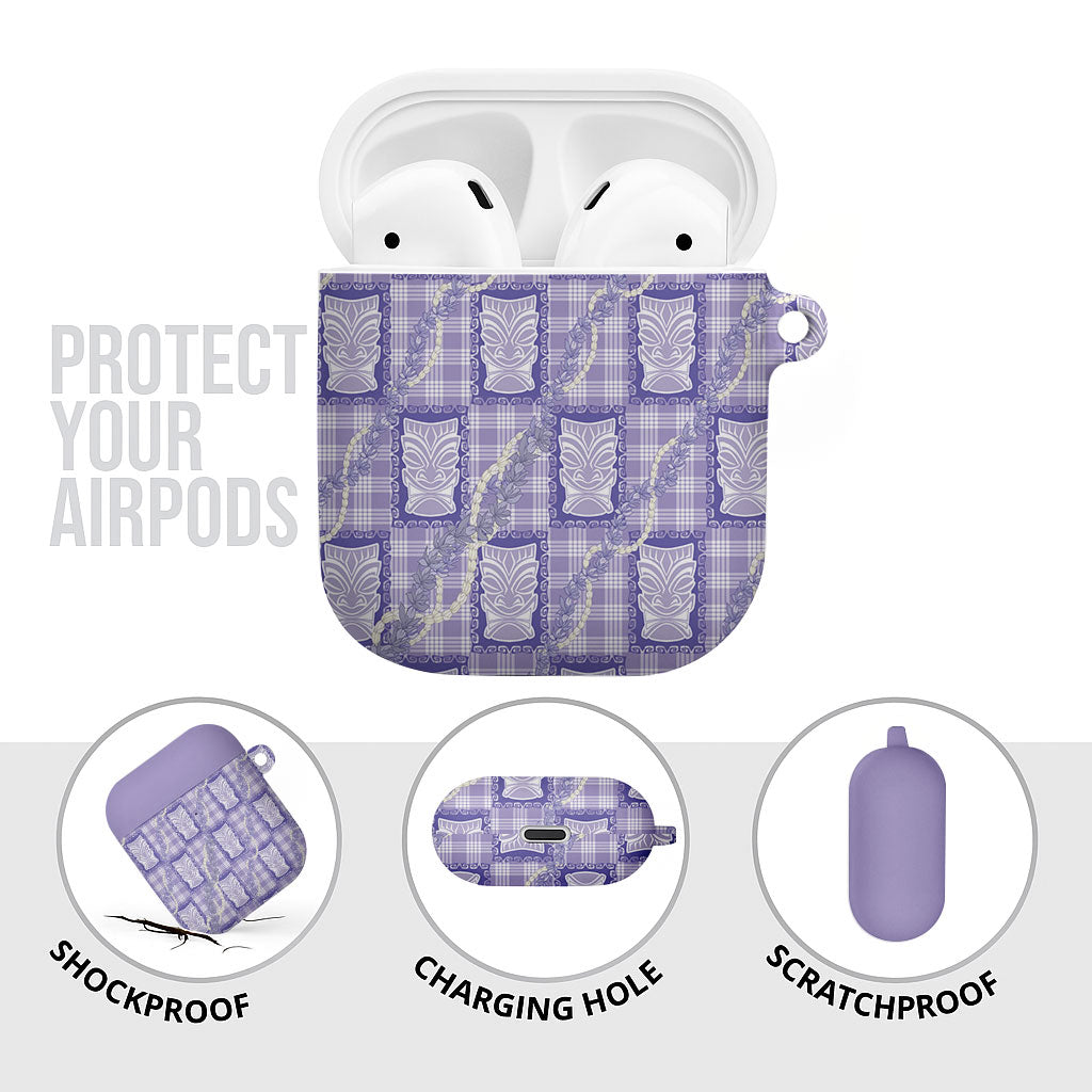 Aloha Hawaii Tiki Palaka Motifs AirPods Case Honohono Lei Purple Elegant Vibes LT14 - Polynesian Pride